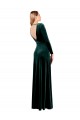 Plunging V-Neckline Long Sleeves Open Back Velvet Bridesmaid Dress