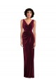 Draped Skirt Faux Wrap Velvet Maxi Bridesmaid Dress