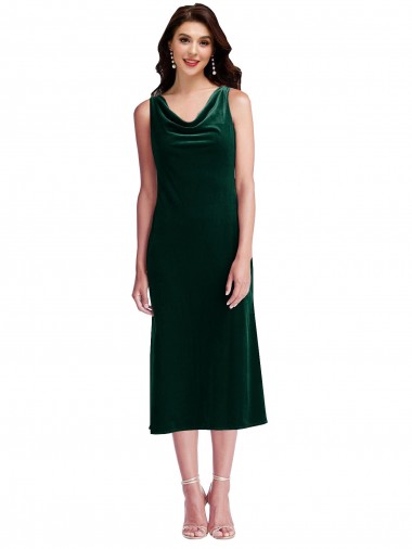 Shop Cowl Neck Velvet Midi Bridesmaid Dress