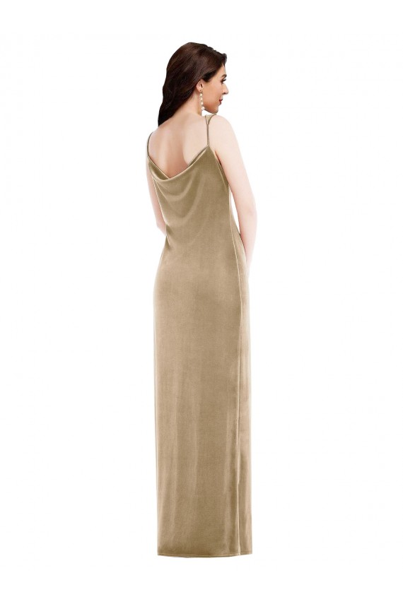Asymmetrical One Shoulder Velvet Maxi Slip Bridesmaid Dress