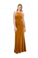 Halter Neckline Long Full Length Velvet Bridesmaid Dress with Strappy Back