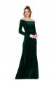 Off the Shoulder Long Sleeves Stretch Velvet Bridesmaid Dress