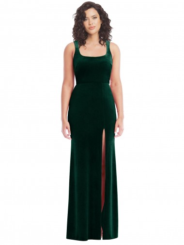 Shop Square Neck Long Velvet Maxi Bridesmaid Dress
